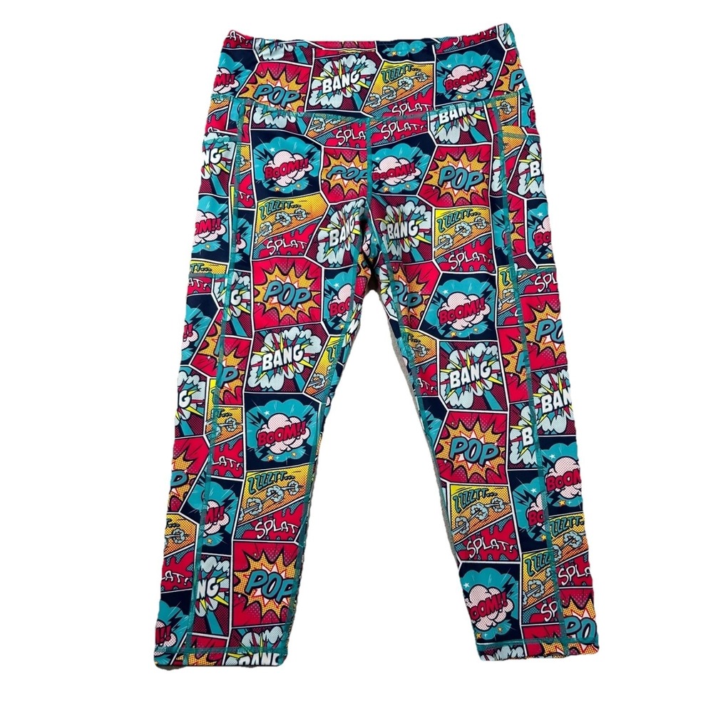 Constantly Varied Gear Leggings Womens L Comic Book Crop Capri Graphic Print Gym